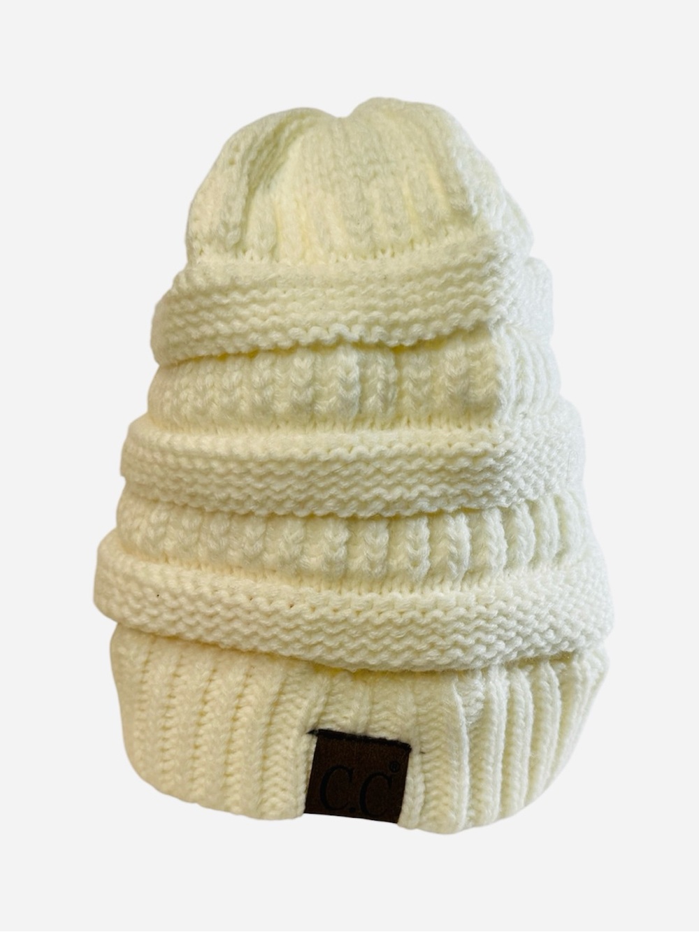 C.C Women’s Ivory Cream Cable Knit Slouchy Beanie Winter Hat One Size Cozy Warm